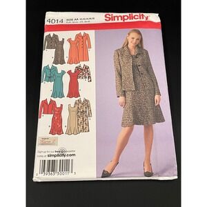 00208 - Simplicity 4014 Pattern Misses' Dress Jacket Suit SZ 10-18 UNCUT Karen Z